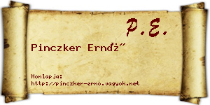 Pinczker Ernő névjegykártya